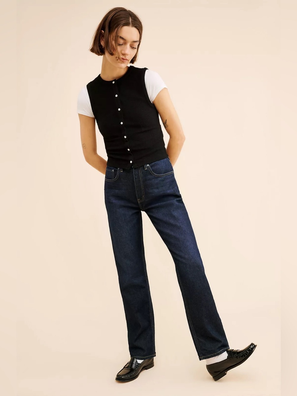 Current/Elliott Cody 90s Straight Leg Jace Dark Wash Jeans Size 26 full length